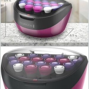 Remington Pink and Black Hair Roller Storage Organizer with Clear Lid